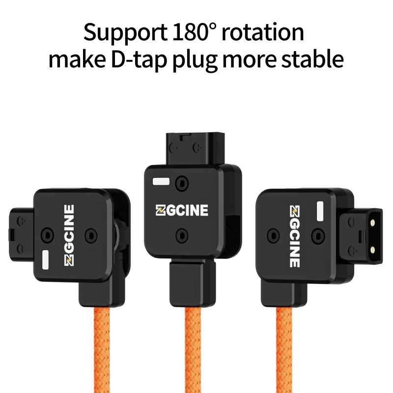 ZGCINE D-Tap - 5.5*2.5mm DC 커넥터 전원 케이블 60cm 길이 180 ° V-마운트/골드 마운트 배터리용 편조 와이어로 회전 가능