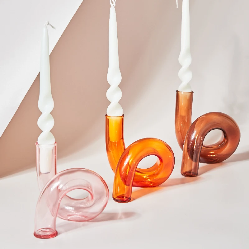 Twisted Glass Candle Holder Vase 1 | Twisted Glass Candle Holder Vase 1