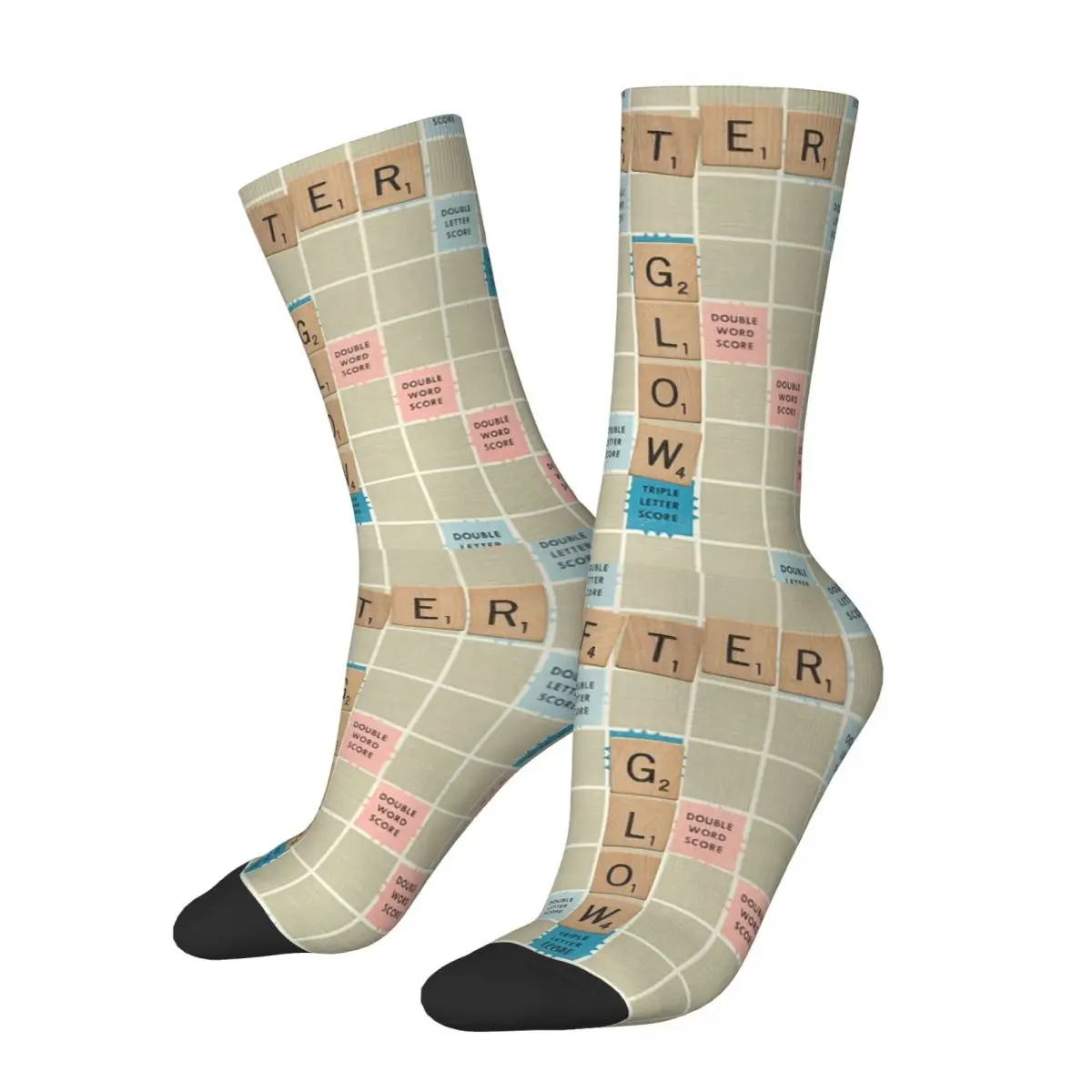 

Afterglow Scrabble Socks Harajuku Super Soft Stockings All Season Long Socks Accessories for Man's Woman's Birthday Present