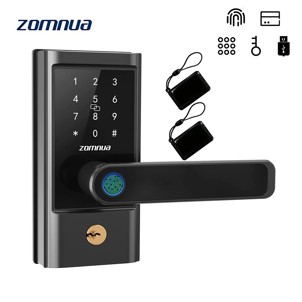 Zomnua Smart Door Lock with Handle Keyless Entry Biometric Fingerprint