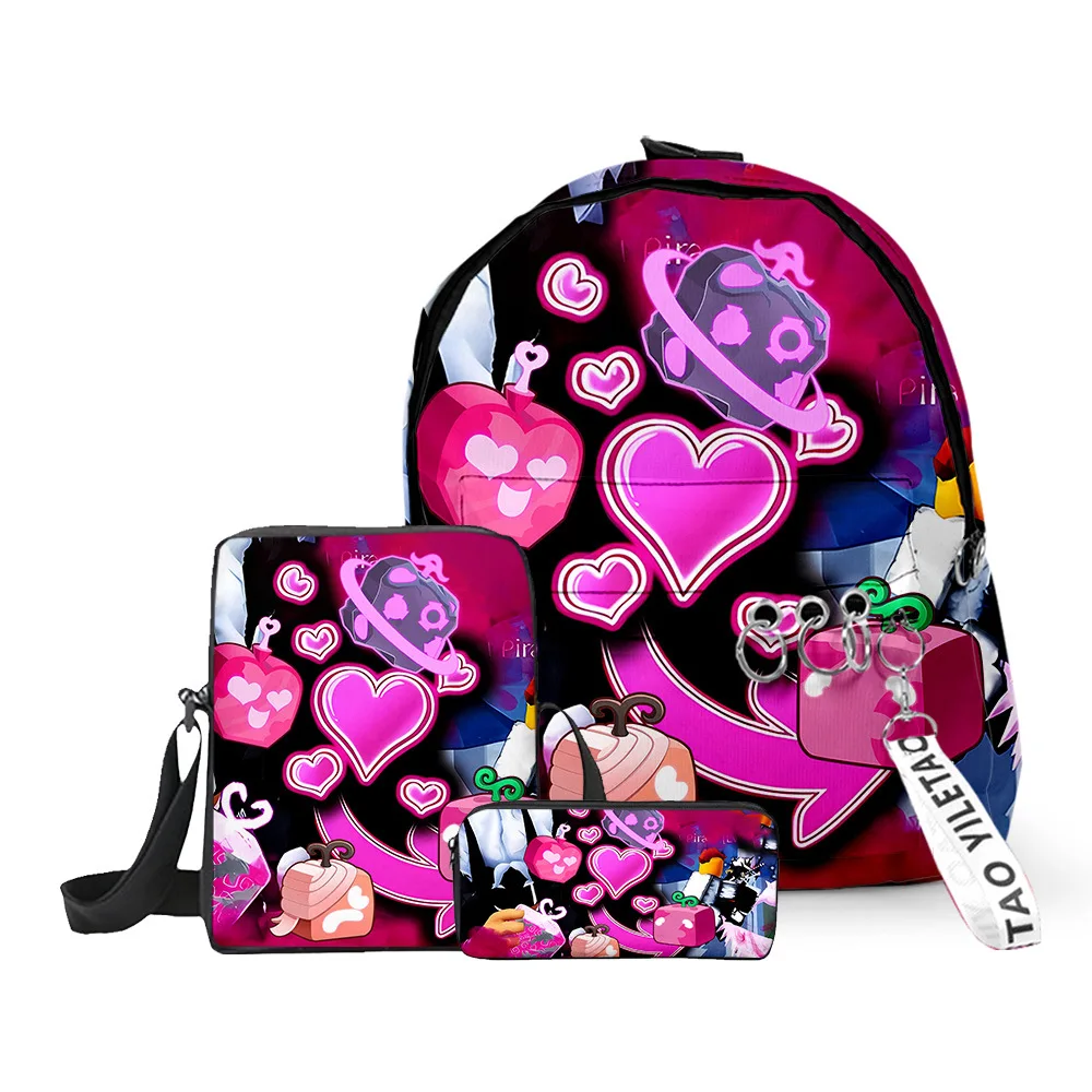3D Nuovo Prodotto Roblox Game Blox Fruits Borsa Da Scuola In Tre Pezzi Zaino Per Studenti Zaino Borsa Per Penna Regalo Di Compleanno Per Ragazze Ragaz