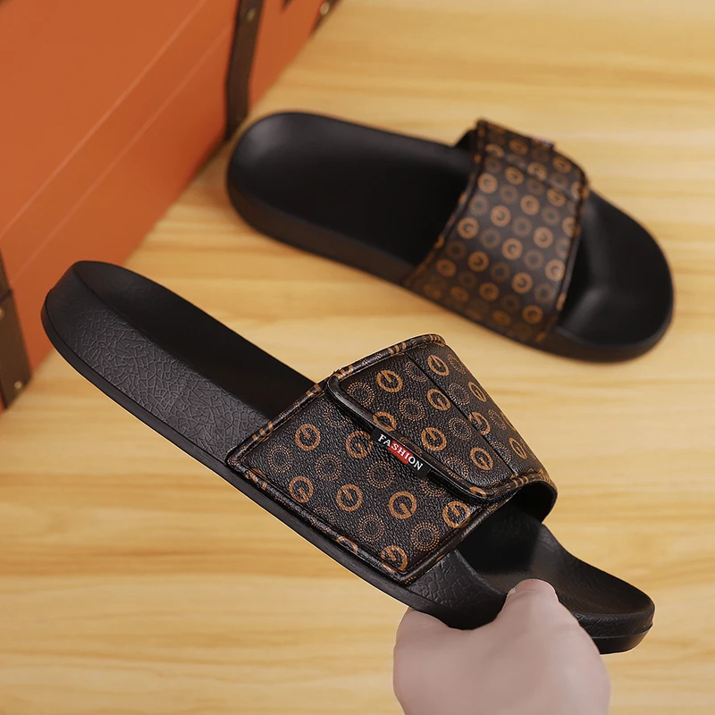Men Fashion Slippers Slides Sandals Print Design Garden Shoes Outdoor Beach Sandals Flip Flops Casual Shoes Plus Size 39-47