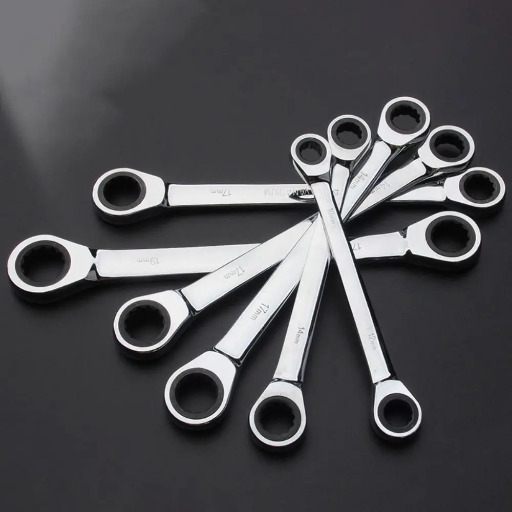 더블 헤드 링 래칫 렌치 전문 스패너 세트, 휴대용 금속 렌치, 범용 내구성 렌치, 자동차 타이어 수리 도구