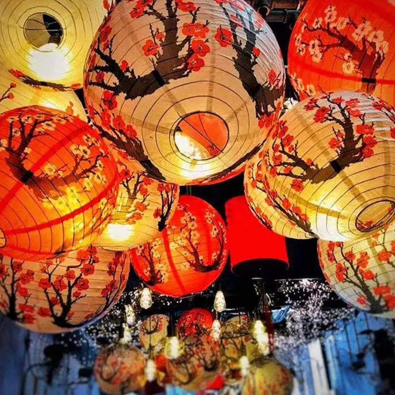 Description Picture 5 of item12inch Chinese Paper Lantern Round Plum Blossom Folding Lantern For Home Restaurant Hanging Wedding New Year Party Decoration