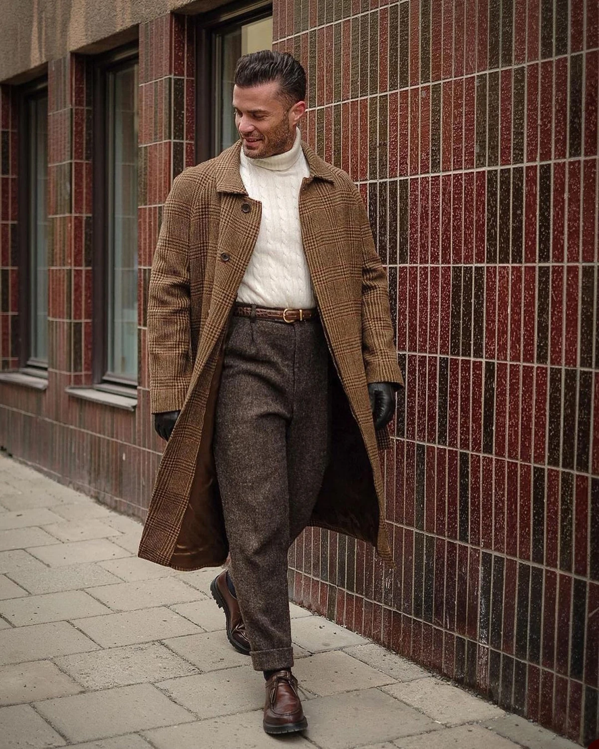 Plaid Autumn Men's Woolen Long Coat Single Breasted Overcoat Male Business Office Leisure Fall Winter Blazer Jackets men woolen coat