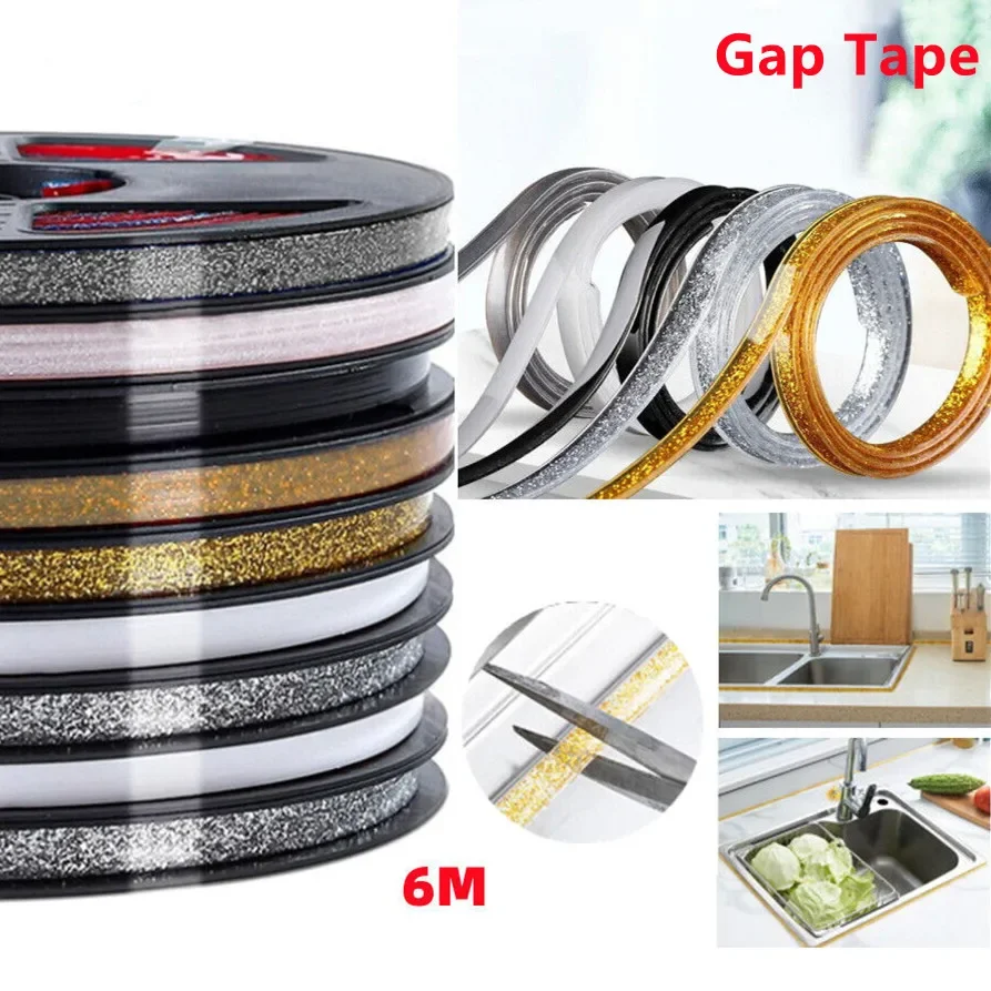 6M Ceramic Tile Gap Tape Kitchen Bathroom Waterproof Beautiful Seam Self-Adhesive Sticker Wall Floor Gap Line Decorative Strip adhesive tapes anti mold waterproof tape