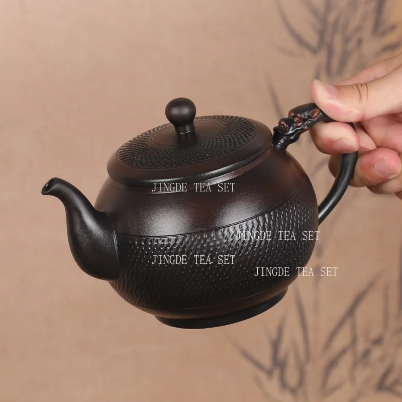 Yunnan Purple Pottery Handmade Teapot Chinese Style Household Large Capacity Jumping Knife Pot Master Specific Kung Fu Tea Set