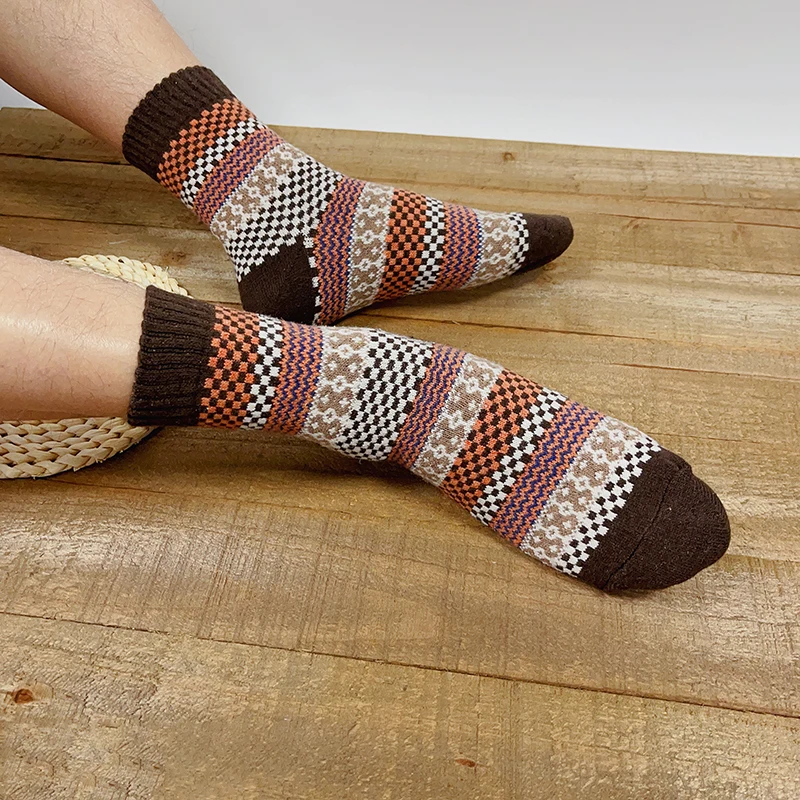 5 Pairs Lot Pack Autumn Winter New Men Women Socks Retro Wool Thickened Warm Casual High Quality Snow Socks Christmas Gift 42-47