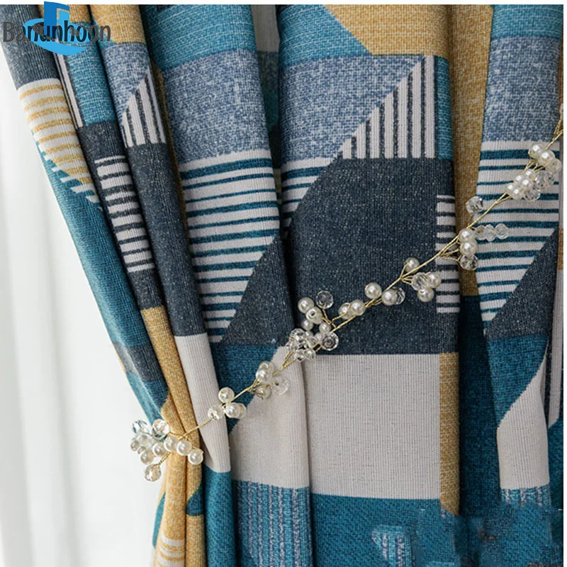 

Modern Terylene Printed Triangle Curtains Window Treatment for Living Room Bedroom Drapes Dining Customize