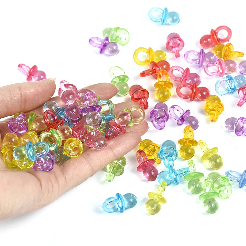 50 Stück Mini-Schnuller aus Acryl, blau, rosa, Geschlecht offenbaren, Tischstreuer für Babyparty, Kindergeburtstag, Party-Dekorationszubehör – Detail 7