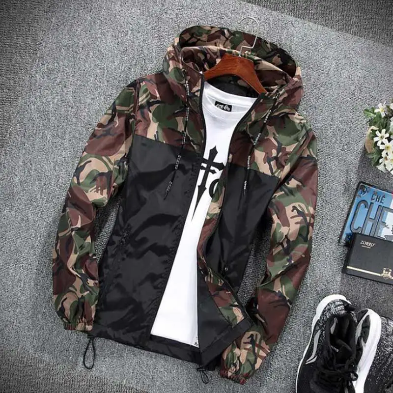 Spring/summer coat Men's Jacket Camouflage Young couple Color Top Casual big boy men's jacket |