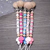 Baby Personalized Name Wood Nipple Holder Clip Pacifier Teething Chew Toy Food Grade Infant Teether Dummy Chain Shower Gift 3