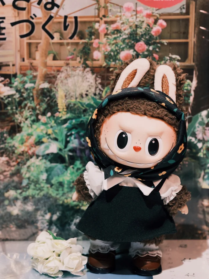 New Labubu Clothes Suits Floral Headscarf 17/38cm Labubu Set V1 V2