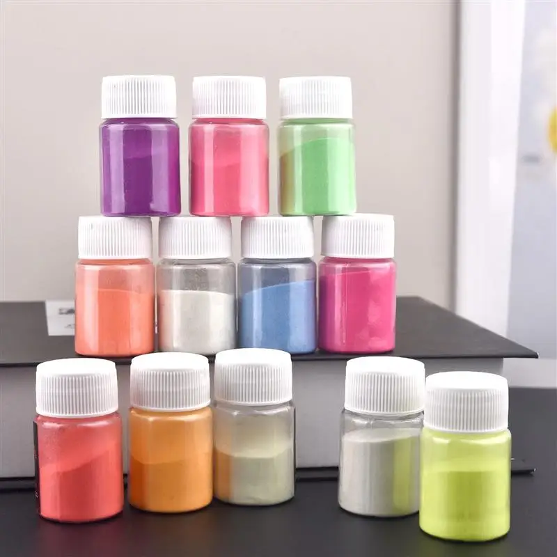 Vibrant 12-Color Pearlescent Powder Set for DIY Resin and Nail Art Creations