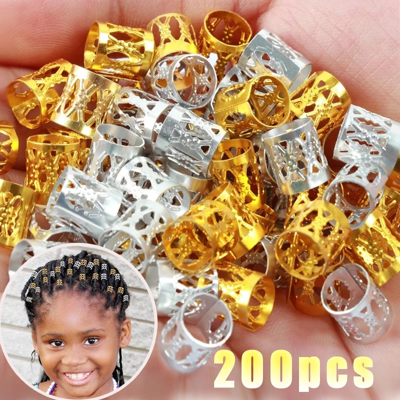 200 Dreadlocks Beads Hair Braid Rings Clips Gold Silve Dread Locks