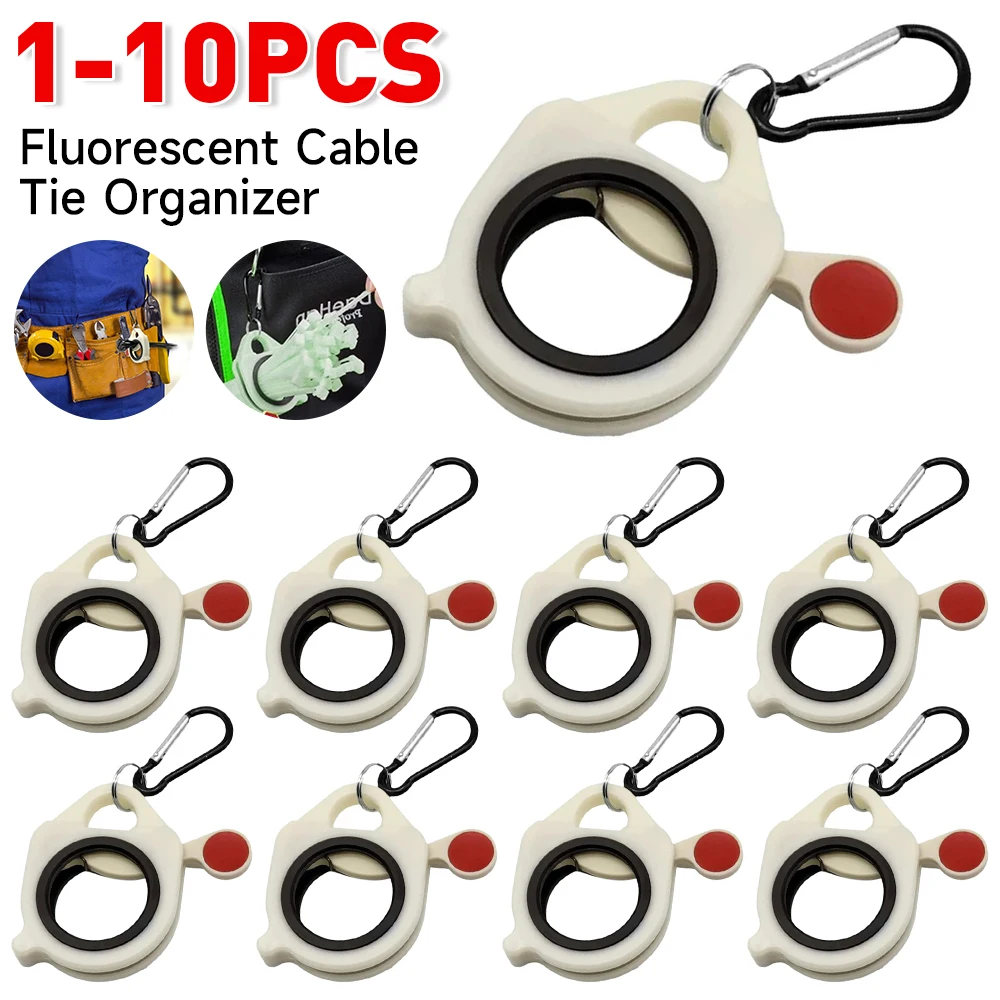 1/10pcs Fluorescent Cable Tie Organizer Storage Cable Tie Holder Portable Cable Tie Storage Tool Electrical Wire Tie Organizer