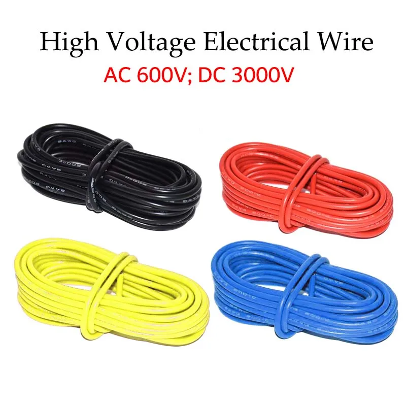 Silicone Power Cable 14 16 18 20 22 AWG High Voltage Electrical Wire Red Black White Green Blue Yellow Six Color Kits