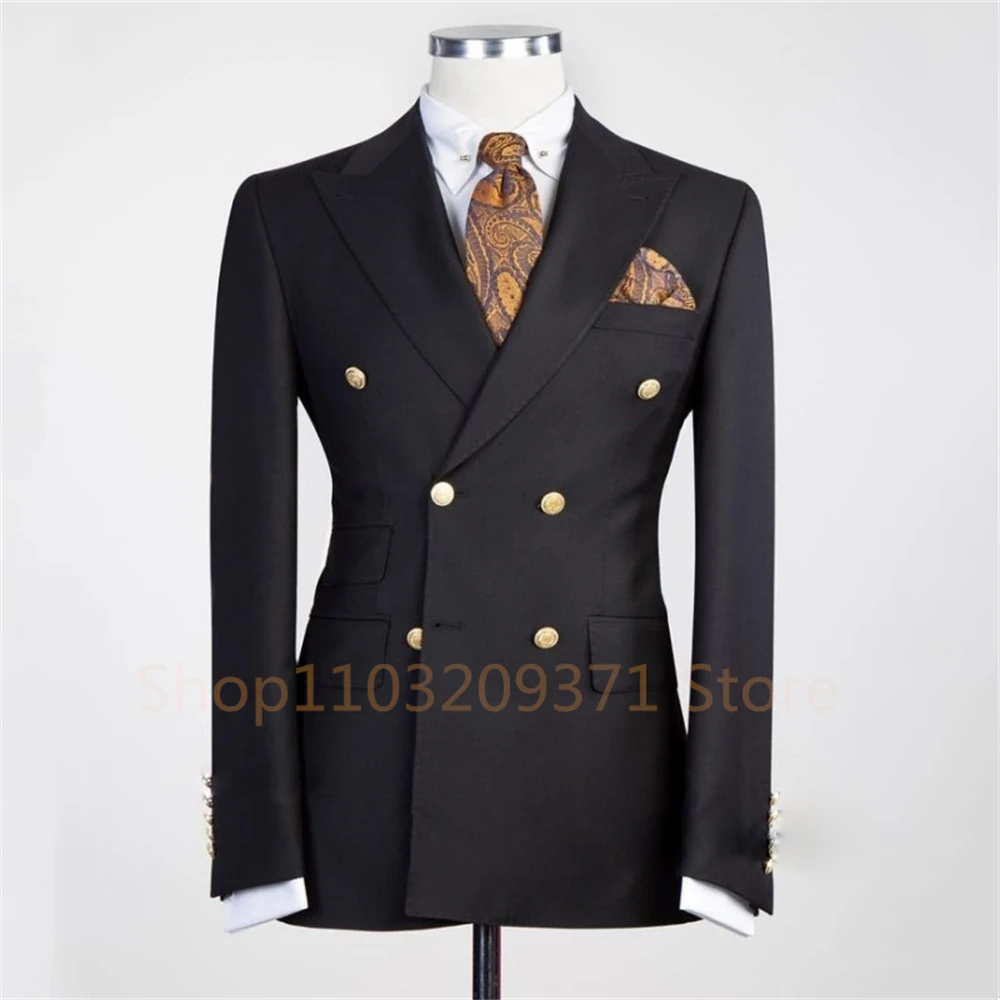 Fashion New Men's Casual Boutique Slim Double Breasted Solid Color Business Wedding Suit Blazers Dress Jacket Coat