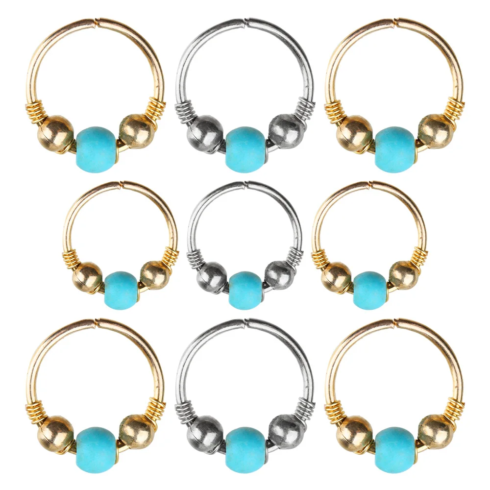 GothTurquoiseNasalRingSpacerRingFemaleStainlessSteelSpiral