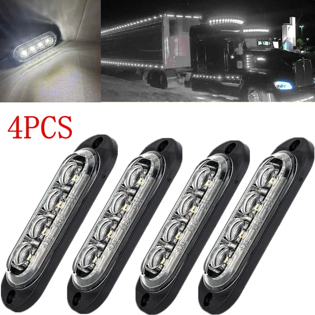 4PCS Amber Red White trailer lights Truck Side Marker Lights Lighting Waterproof Indicator Warning Lights for Car Caravan