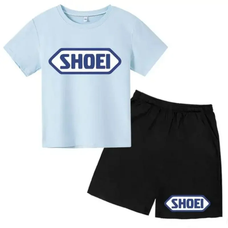 thumbnail image 1 of Conjunto de 2 piezas de camiseta y pantalones cortos con estampado de letras para niños y adolescentes de verano de 4 a 14 años, ropa informal de manga corta para niños y niñas, 1 of 5