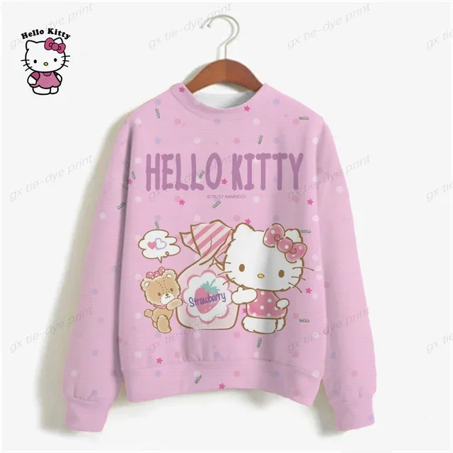 thumbnail image 1 of Sudadera de calle para mujer, sudaderas con capucha para mujer, sudaderas con estampado de dibujos animados, sudadera corta con estampado de HELLO KITTY para mujer, 1 of 5