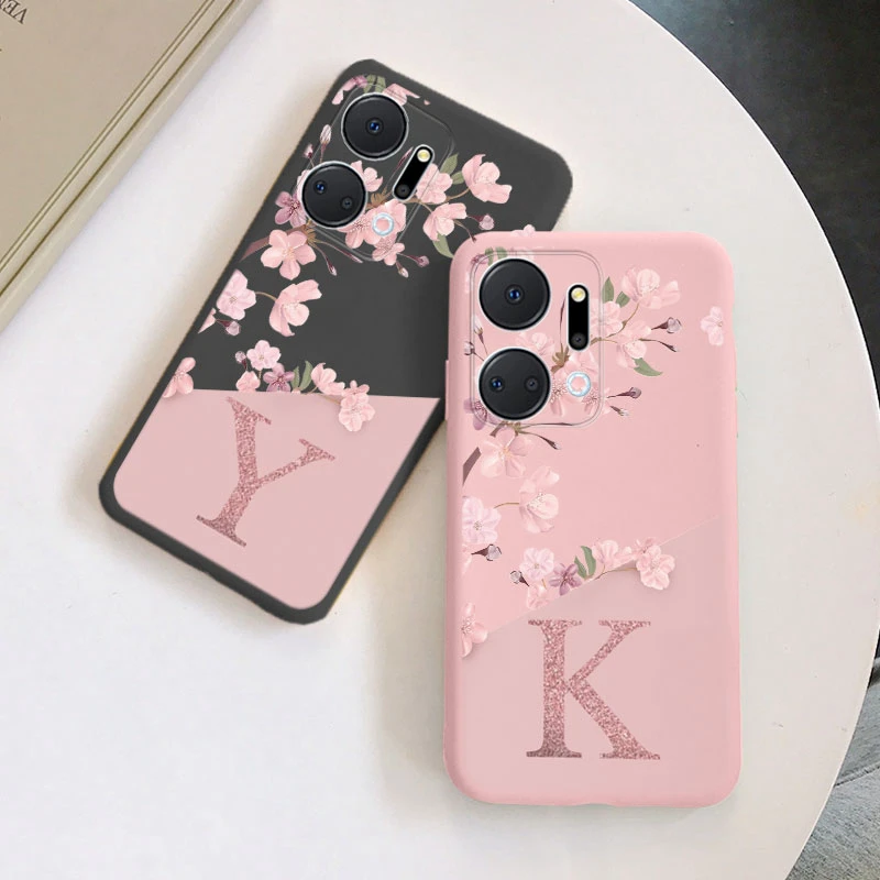 Elegant Cherry Blossom Alphabet Case - Soft Silicone Cover