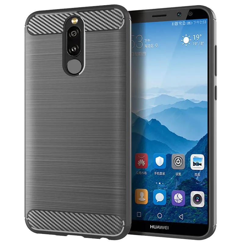 Silicone Full Protective Matte Phone Cover with Shockproof Carbon Fiber Design