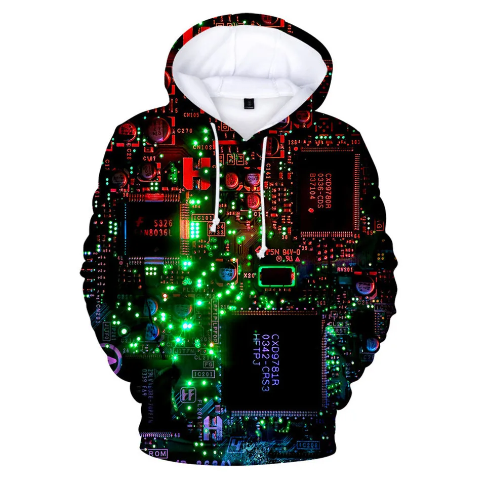 New Electronic Chip 3D Printed Men's Hoodies Kids Men Women Hooded Sweatshirts Funny Tracksuit Hip Hop Fashion Casual Hoodie