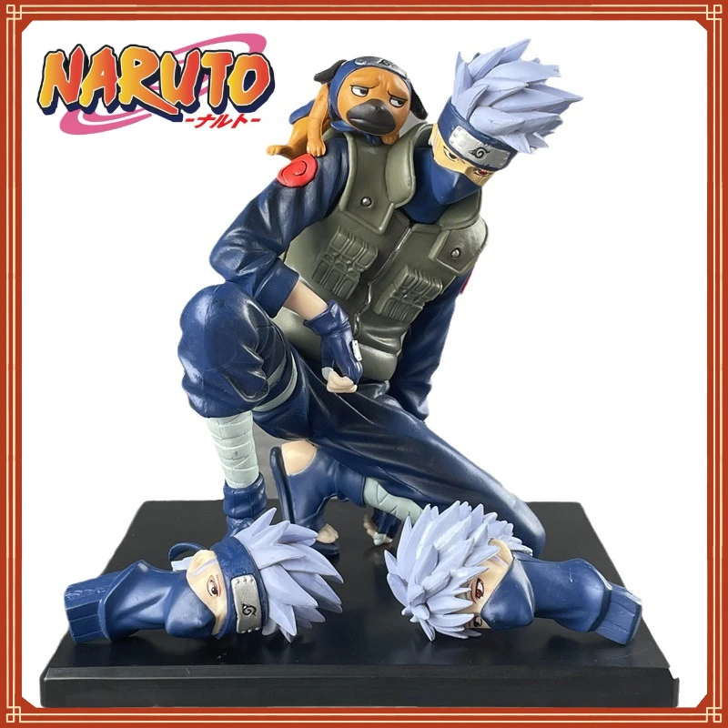 

13cm Naruto Kneeling Hatake Kakashi Anime Peripheral Hand-made Toys PVC Model Ornament Office Decoration Christmas Gift