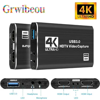 Scheda di acquisizione video USB 3.0 4K Videoregistratore HD 1080P compatibile HDMI Grabber per PC PS4 OBS Registrazione di giochi Gioco Audio Mic