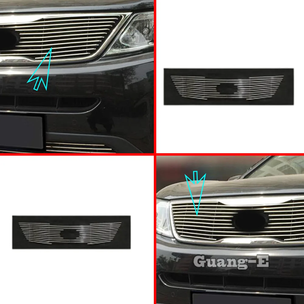

High Quality Car Body Styling Protection Detector Metal Trim Racing Front Grid Grille Grill Lamp Parts For Kia Sorento 2013-2014