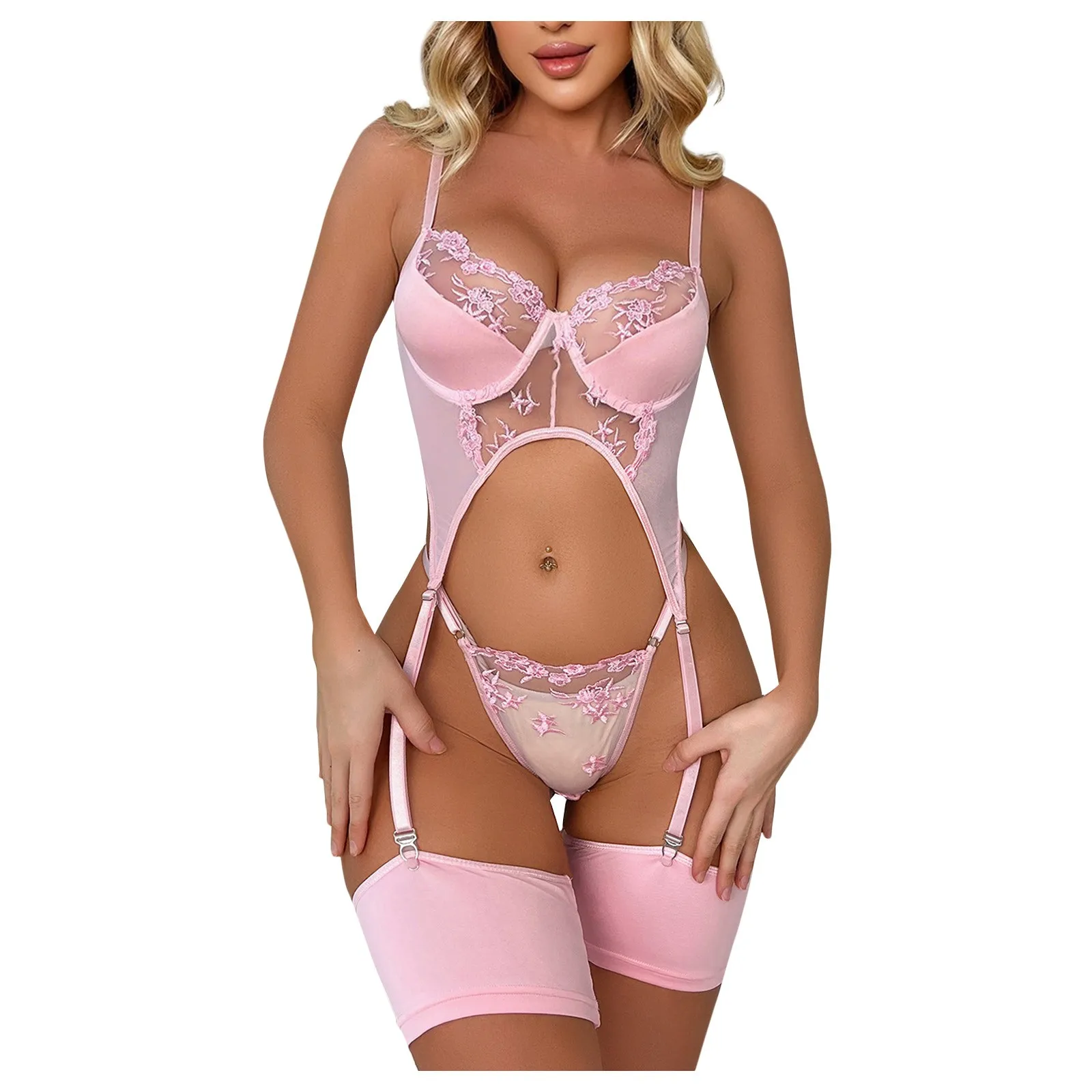 

Women's Sexy Underwear Sexy Three-point Garter Belt Hollow Three-piece Suit lenceria sexys para mujer fina lingierie feminina