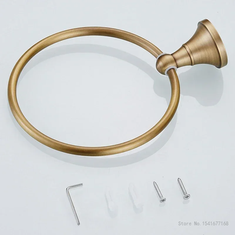 Brass Circular European Styles Antique Brushed Old Towel Ring Copper Creative Home Bathroom Supplies Towel Rack Hanging Ring 1Pc