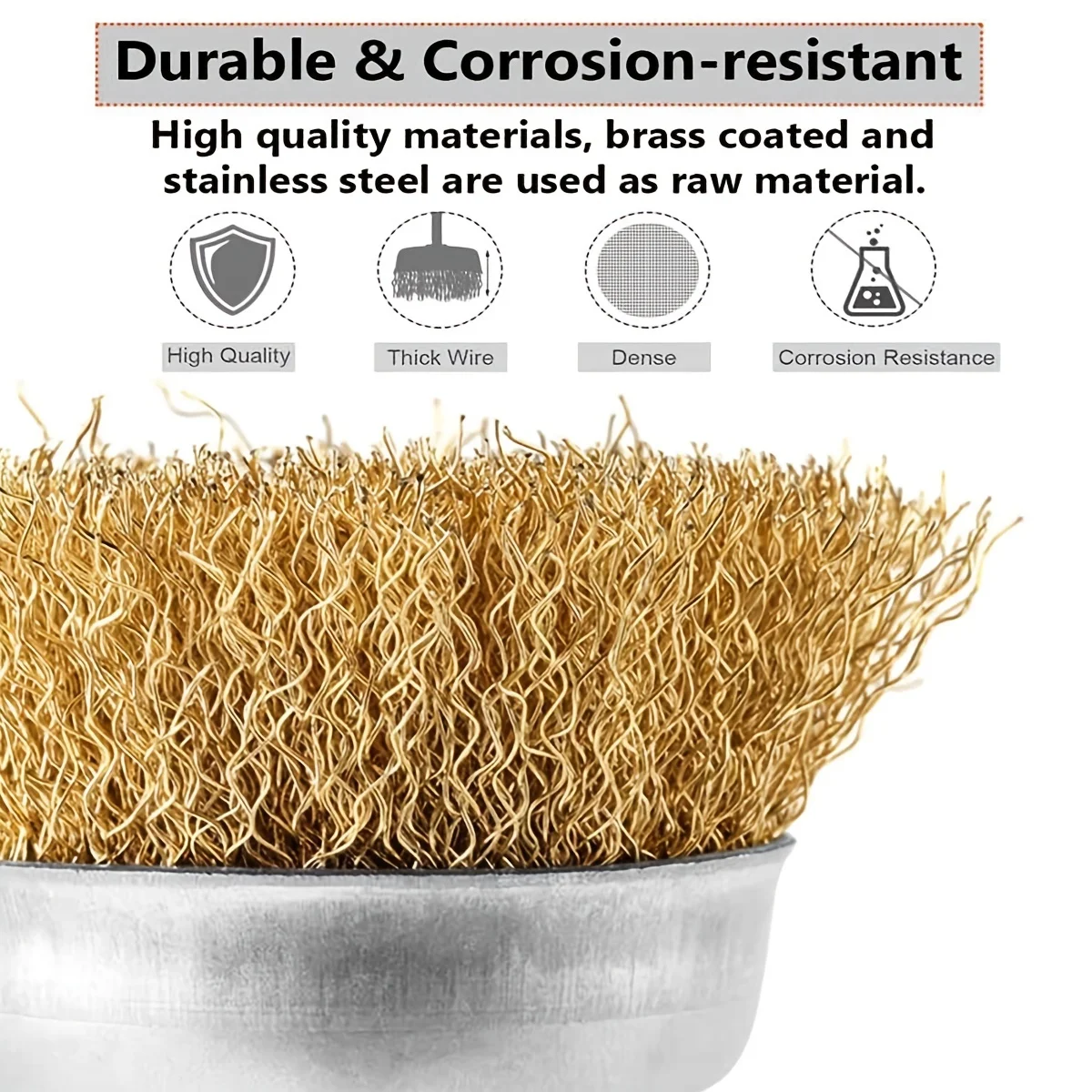 Wire Brush Wheel Cup Brush Set,10 Pcs Coarse Crimped 1/4 Inch Shank Wire Wheel for Drill Attachment 4