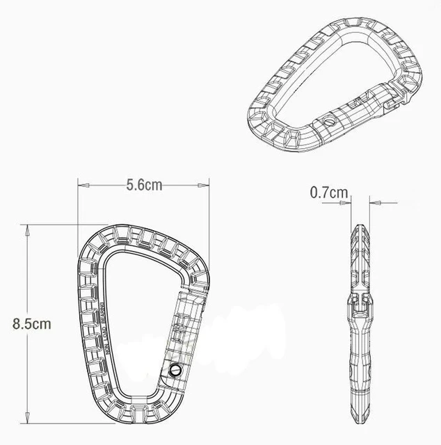 Mousqueton tactique rapide en plastique, boucle de sac à dos en forme de D,  équipement EDC pour Camping en plein air, 5 pièces de 8.5cm