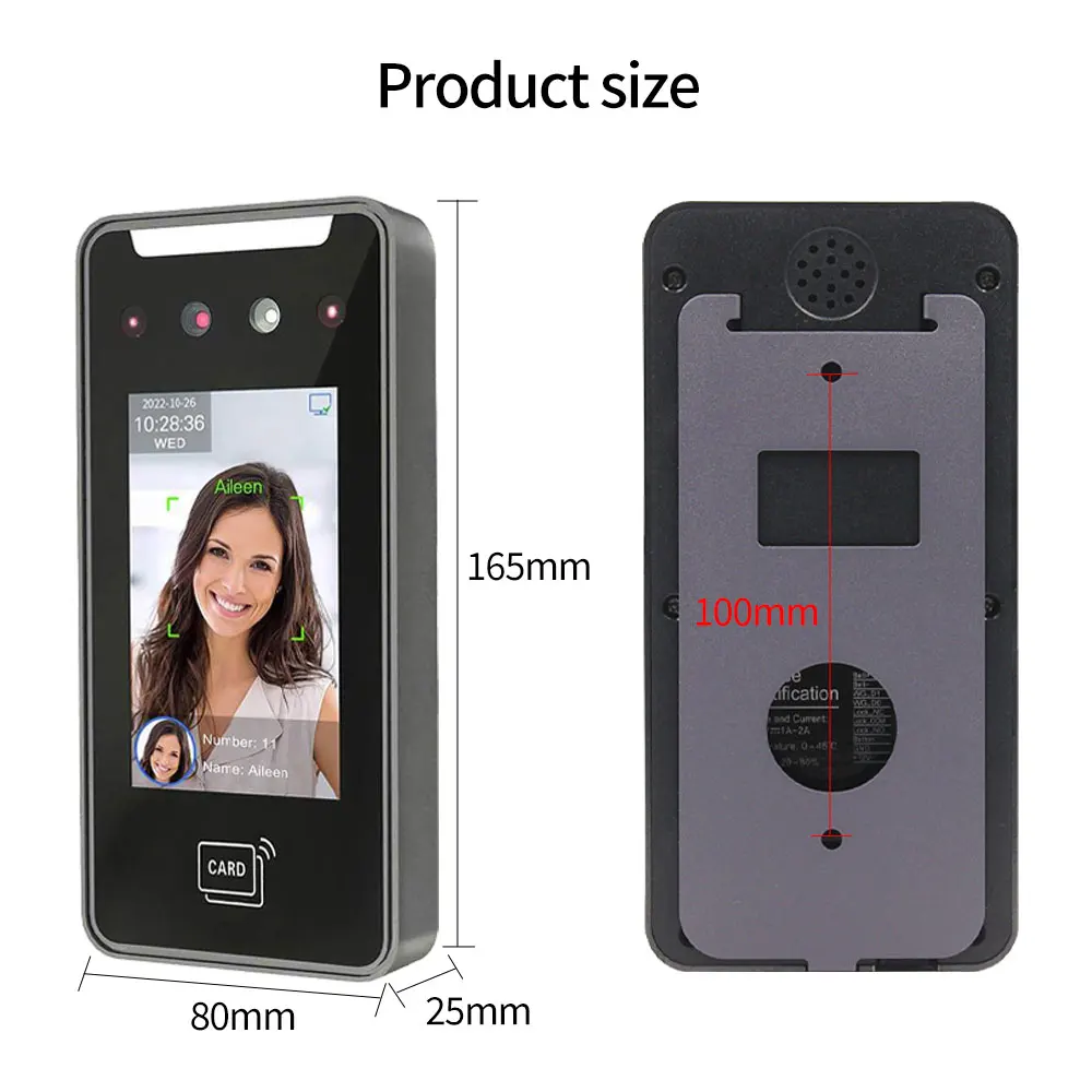 TCP/IP WiFi AI Facial Face Recognition Time Attendance Access Control Machine RFID Card Reader Electric Empolyee Recorder System Face Recognition Access Control System Door Access Controller