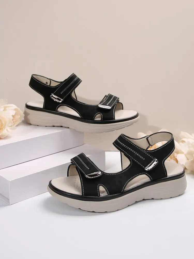 Summer 2024 New Sandals for Women Sports Style Wedge Heels Light Velcro Plus-size Slippers for Women