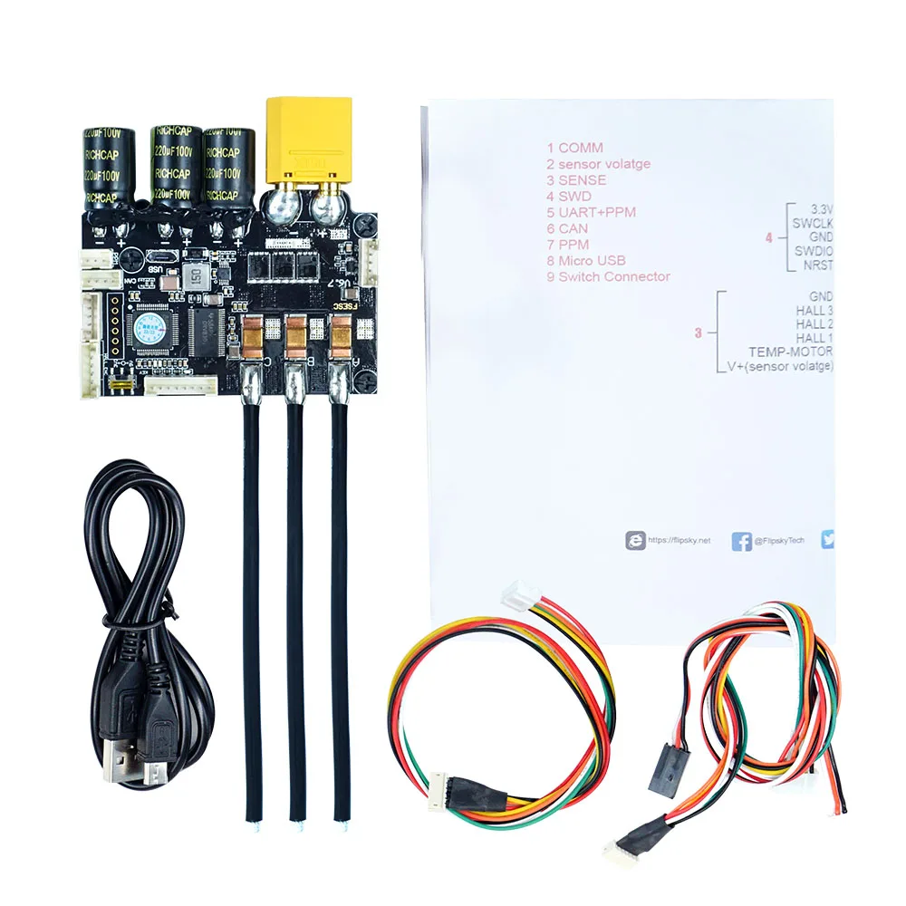 Skate Eletrico FSESC 6.7 PRO based upon VESC6 with Heat Sink Electronic Speed Controller for surfing/skiing Flipsky