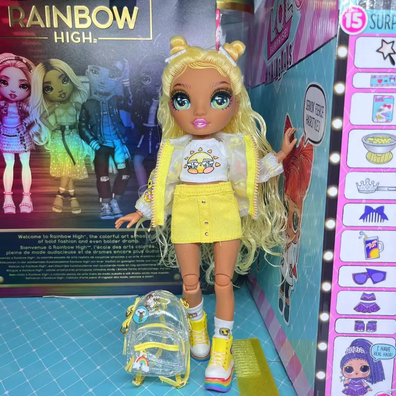 LOL Doll 25cm Articulated Rainbow Doll Includes Comb and Bag For Children