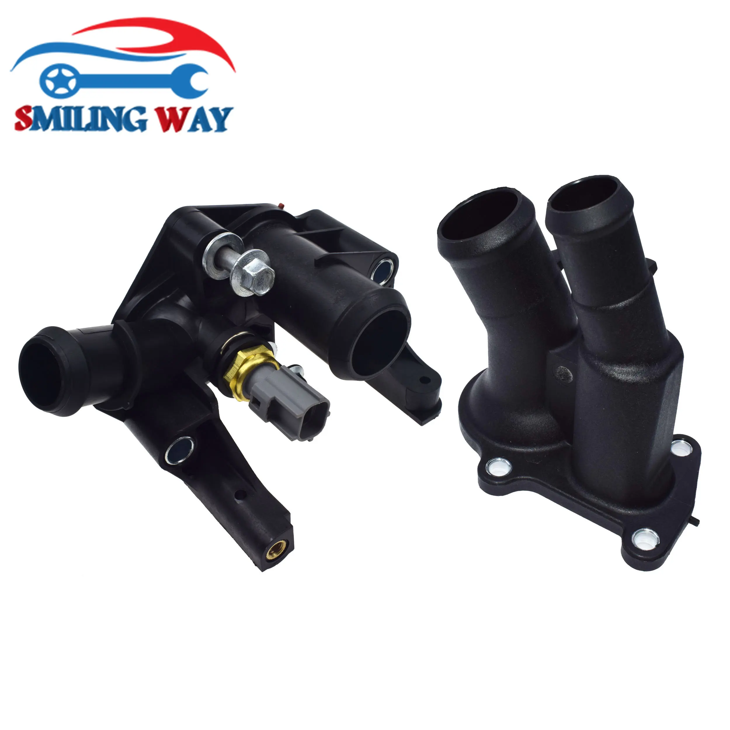 Thermostat Housing & Water Coolant Flange Kit For Ford Fiesta B-Max C-Max Focus Fusion Mondeo 1.4 1.6 P7M5G8K556AC 2S6G9K478BD