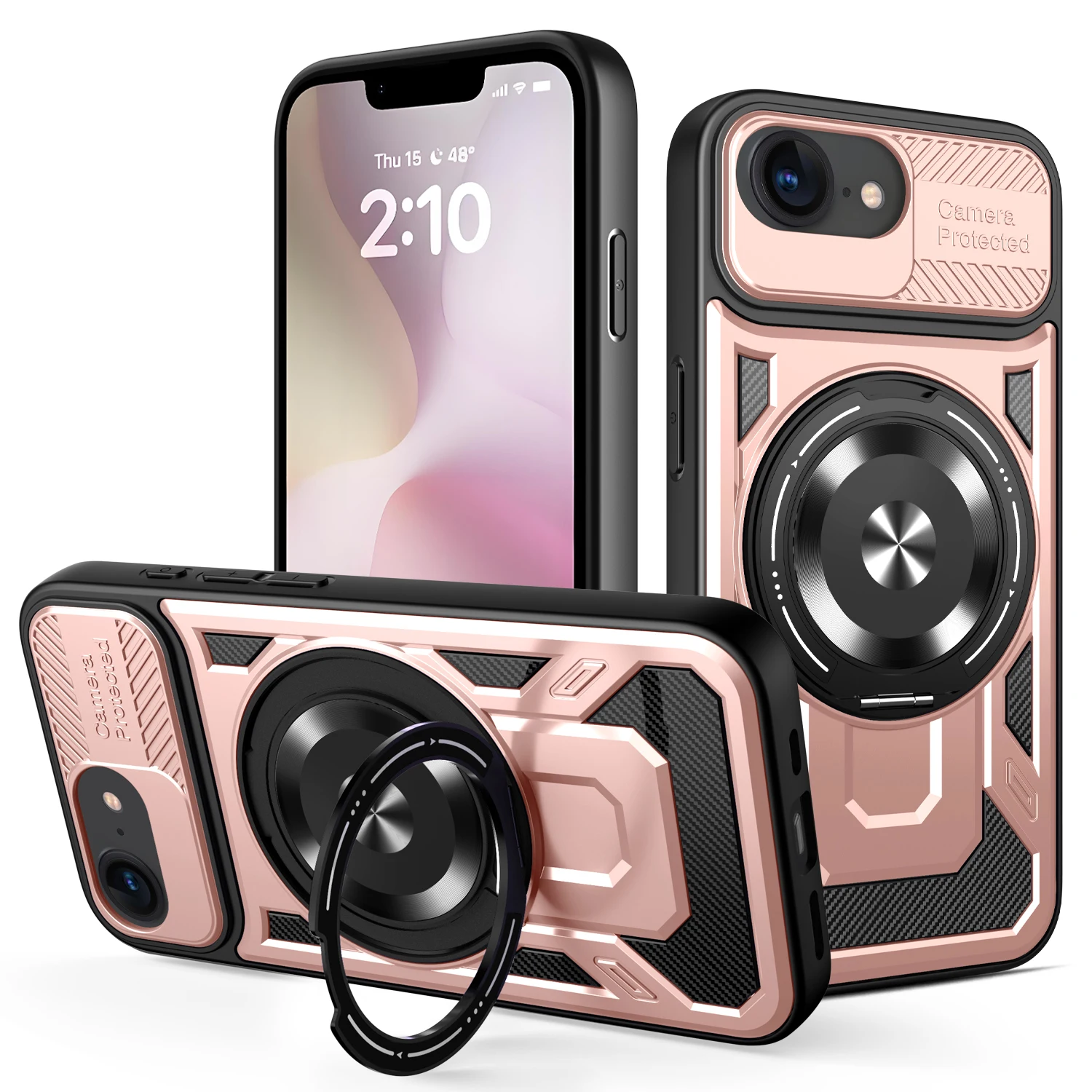 Luxury Shockproof Armor Phone Case with Car Magnetic Ring Stand