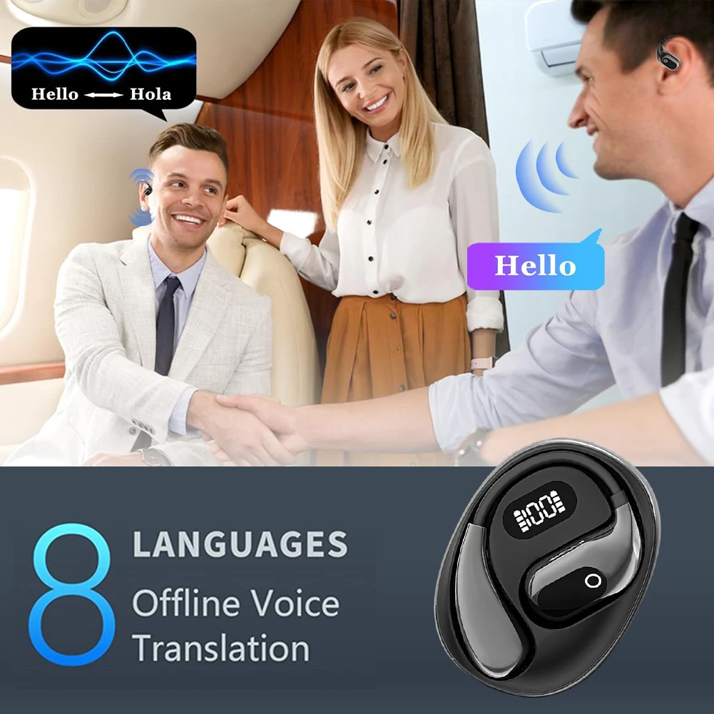AI Real-time Two-Way Earbuds 138 Languages Bluetooth-Compatible 5.3 Translator Device Translation Earphones for Business Travel