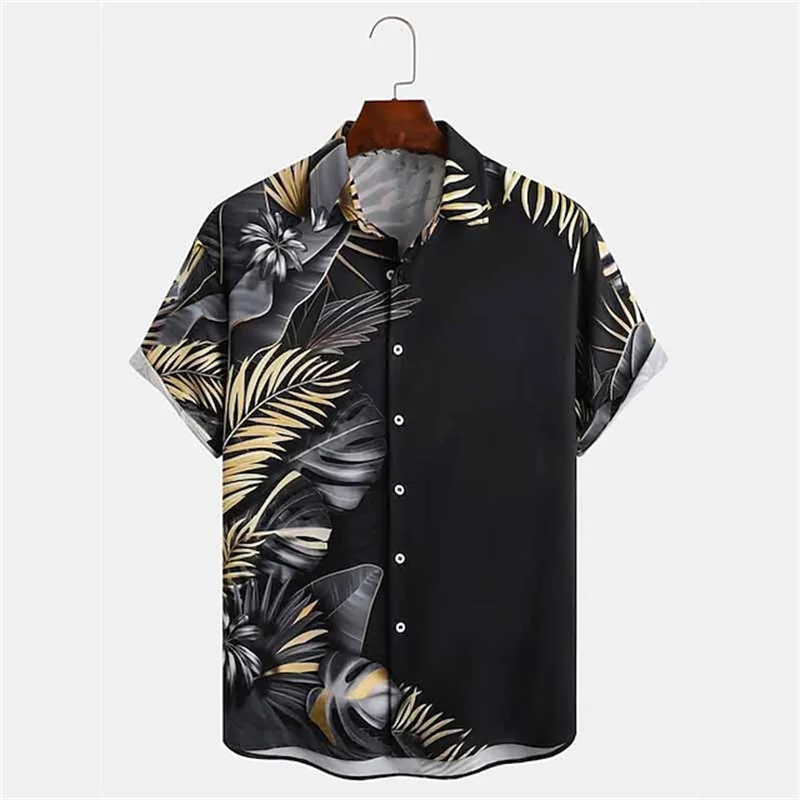 Hawaiian Tropical Plant Print Shirts Men's Vacation Beach Top Summer Loose Breathable Clothing Street Outdoor Short Sleeve 3