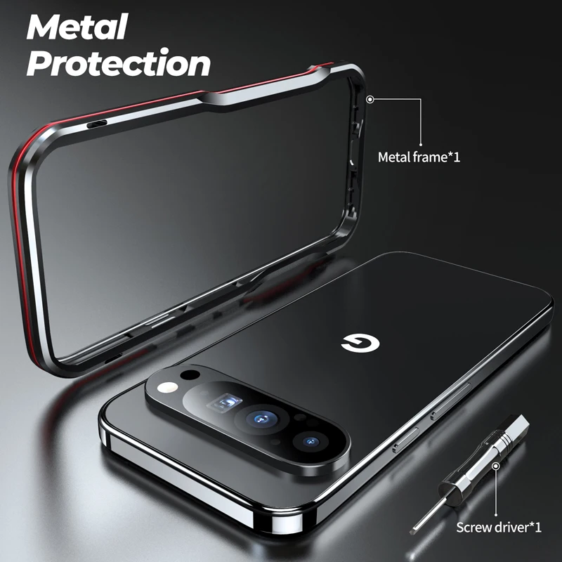 Luxury Frosted Metal Blade Phone Case with Shockproof Bumper and Lens Protection