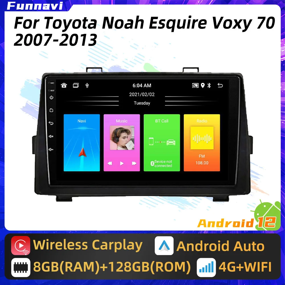 

Мультимедийный автомобильный радиоприемник для Toyota Ноя лыжа Voxy 70 2007-2013, 2 Din, Android, стерео, GPS, навигация для Carplay, Авторадио