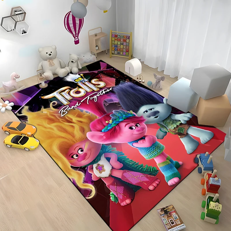 Disney Trolls Band Together Pattern Carpets Bedroom Play Mats Bedroom Decor Carpet Livingroom Rug Crawl Mat Christmas Gift Rug