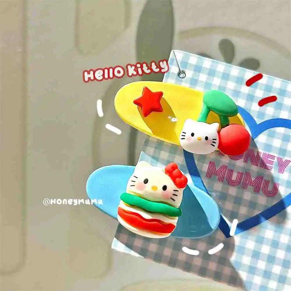 

Hello Kitty Sanrio Plush Kawaii Cartoon Cute Retro Girl Heart Y2K Hair Clip Anime Plush Toys for Girls Kids Toys Birthday Gift