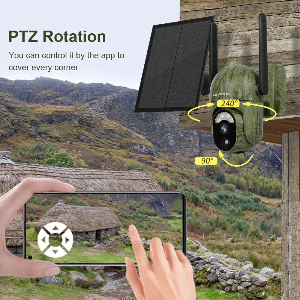 Wifi/4G 2K Solar Camera Network SIM Wireless Outdoor Night Full Color Human/Animal Security Detection Wildlife Surveillance Cam