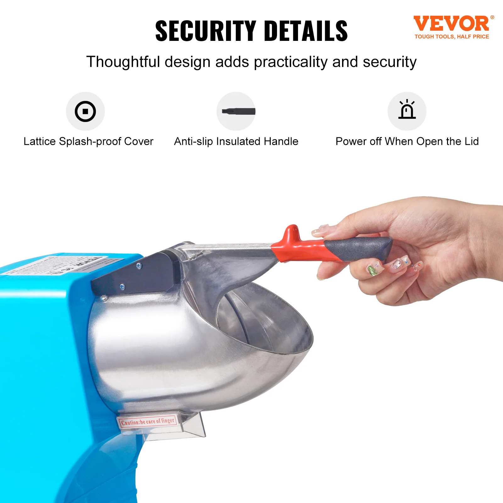 VEVOR Ice Crushers Machine Electric Snow Cone Maker 4 Blades Stainless Steel Shaved Ice Machine 300W Shaver